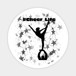 #cheer_Life Design with Silver Star Background Magnet